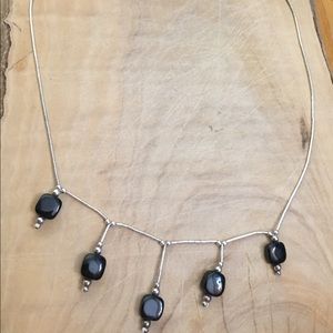 Native American 925 Sterling, silver necklace with onyx